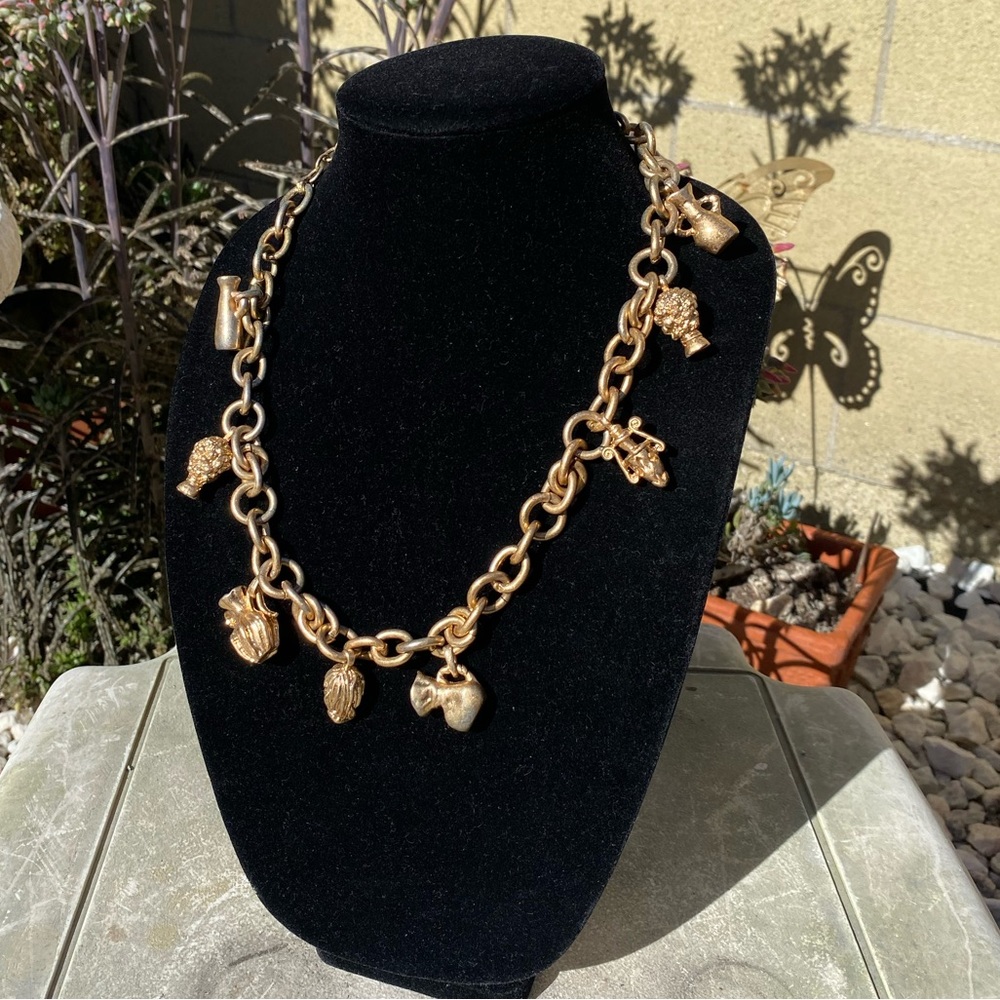 Zara Rare Antique Style Face & Vase Charm Necklace